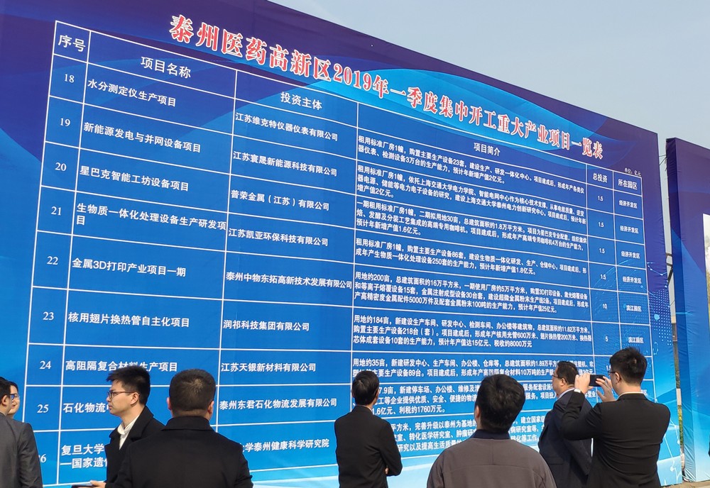 泰州市高新區(qū)2019年度重大產業(yè)項目集中開工儀式